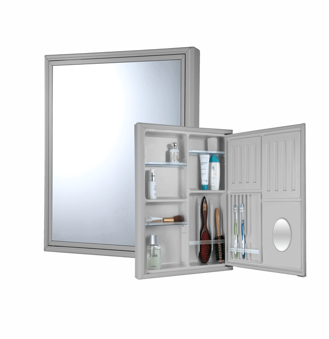 Armario Cris Silver  49X10X51  De Alumínio Pintura Eletrostática Prateleiras Removíveis Com Espelho Interno Cris Metal